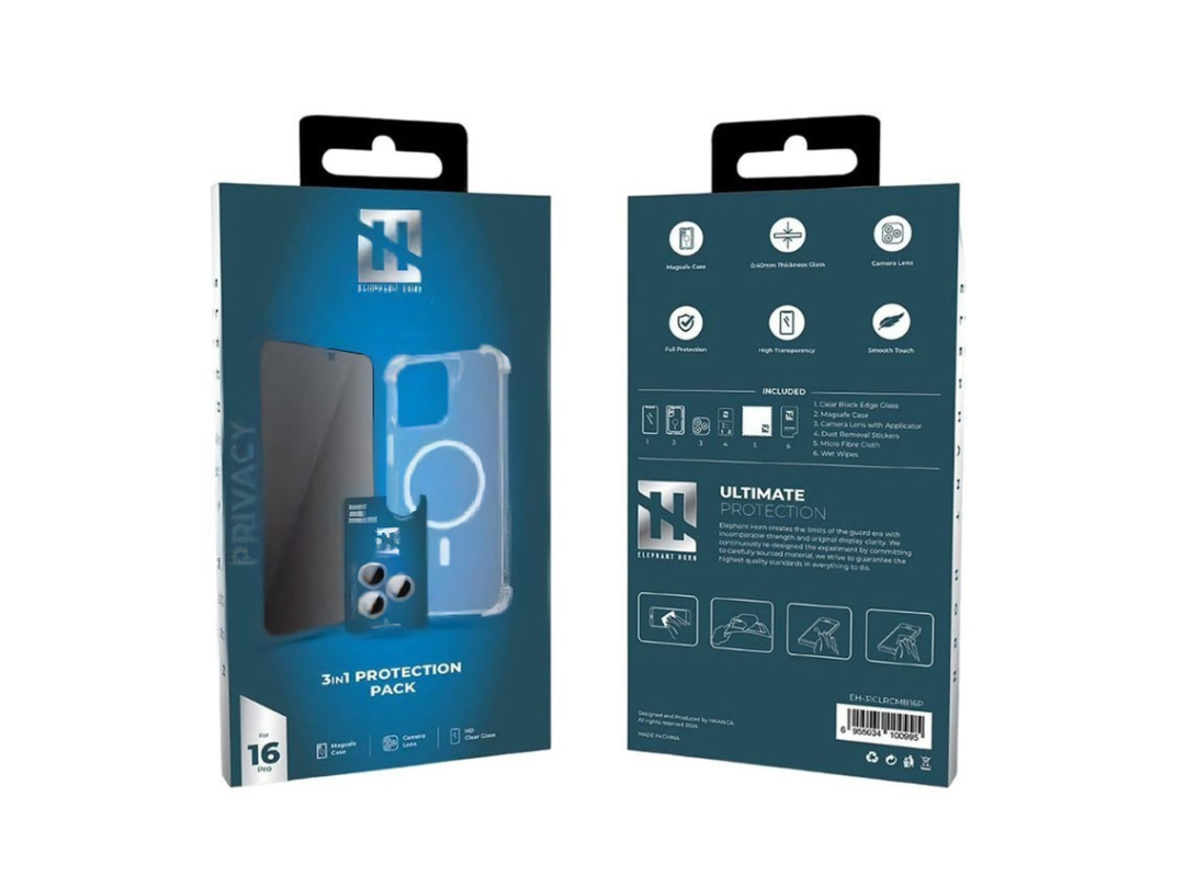 Buy Elephant Horn 3-in-1 Protection Pack Privacy for iPhone 16 Pro in Qatar Buy Elephant Horn 3-in-1 Protection Pack Privacy for iPhone 16 Pro in Qatar